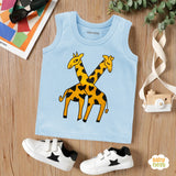 Printed Sandos - light Blue - Girraffe