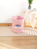 Rainbow Design Storage Laundry Basket Bin With Handles - Pink