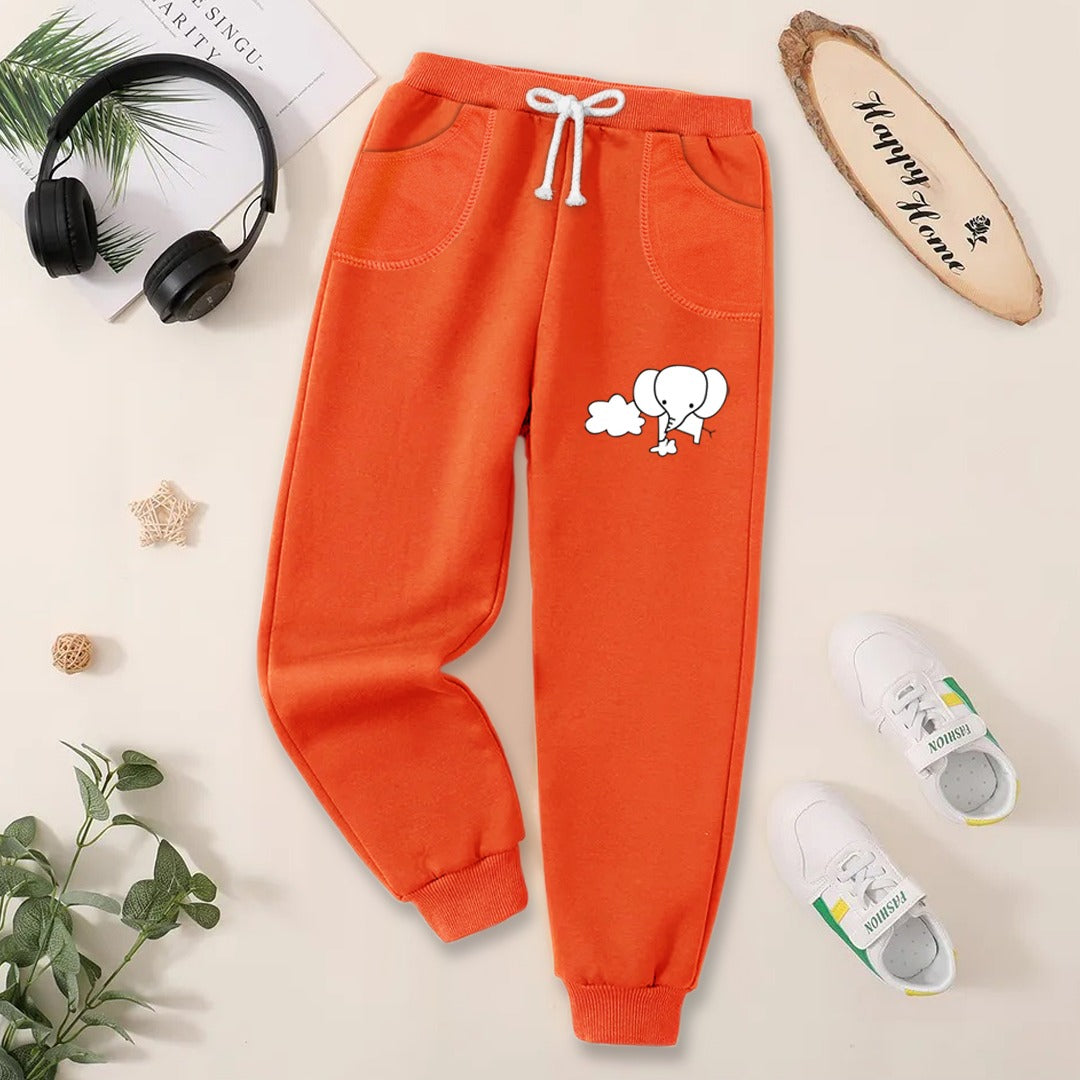 Fleece Jogger Pants for Kids - BNBJP-16-D 120 - Orange - Elephent
