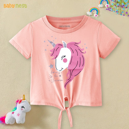 To be Unicorn Half Sleeves T-Shirts For Kids - Peach