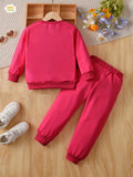 Fleece Sweatshirt with Sweatpants - Hot Pink - Kids Wear 2 Pc Set