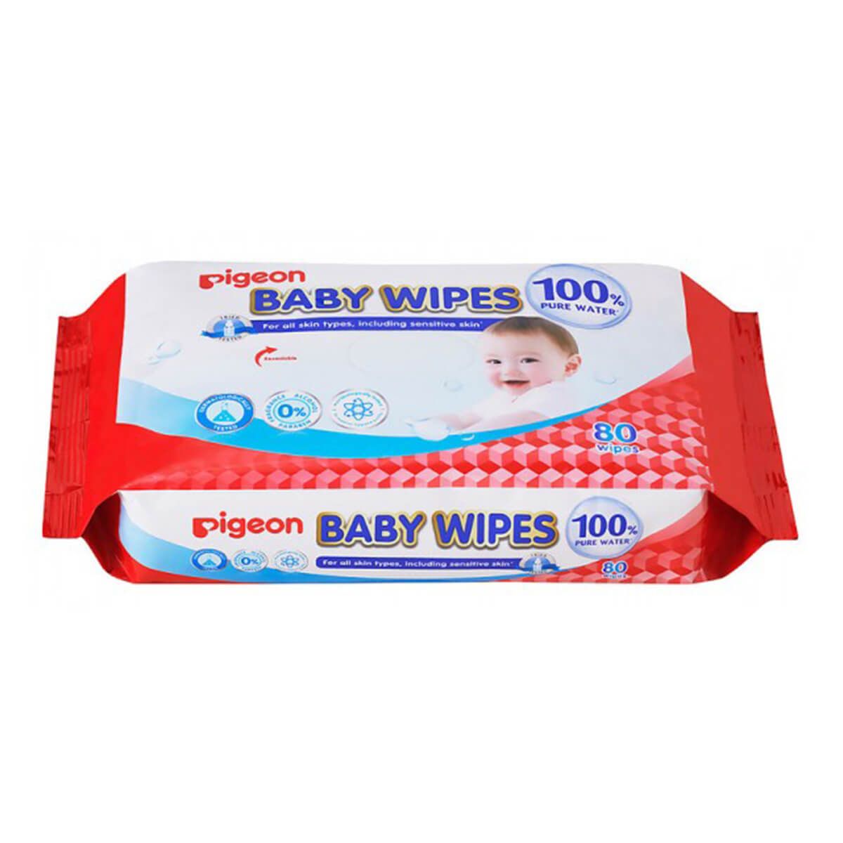 Pigeon Baby Wipes 80 Sheets 100% Pure (P78102)