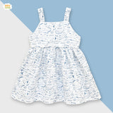 Baby Frock White & Blue -BNBSF-457