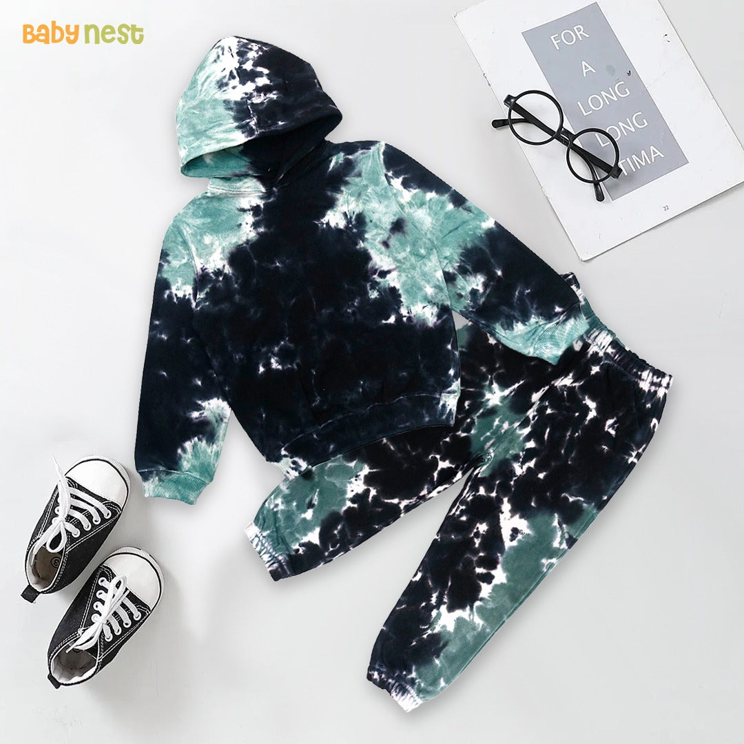 Premium Hoodie set - Tie Dye - Green/Black