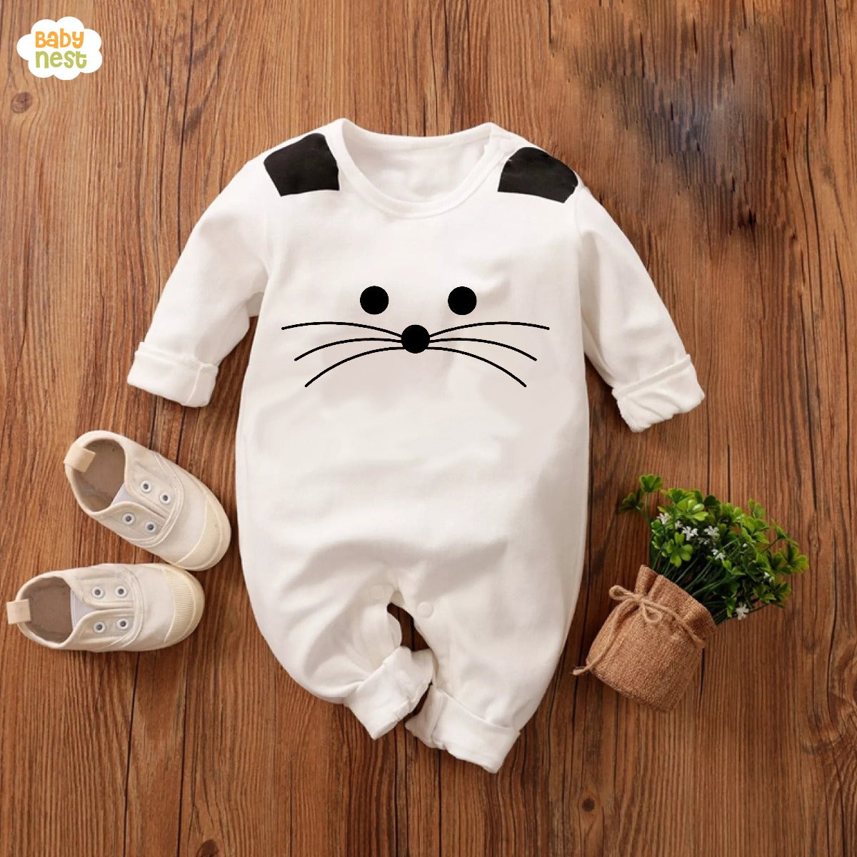 Baby Jumpsuit Black & White - Kitty