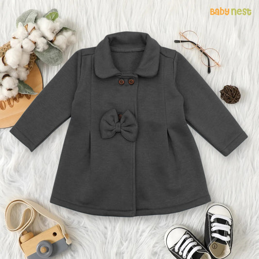 Fleece Baby bow jacket - Grey