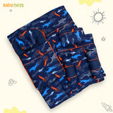 Babynest Boutique Cotton Carry Nest & Sleeping Bag Dark Blue Sea Animals 7 Pcs set
