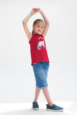 Love A Saurus Printed Sandos for Girls - Maroon