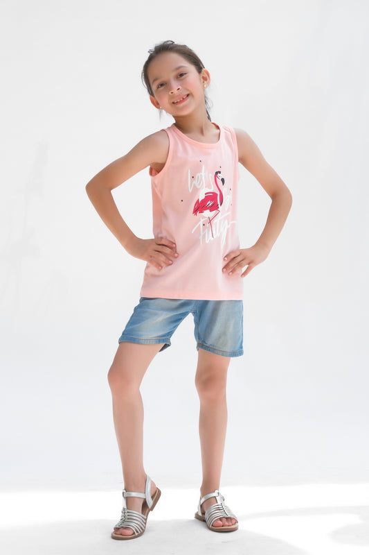 Lets go Firty Summer-Printed Sandos for Girls - Pink