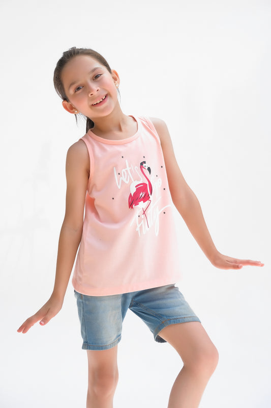 Lets go Firty Summer-Printed Sandos for Girls - Pink