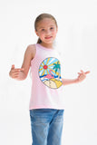 Flamingo Palm Tree Printed Sandos for Girls - Light Pink