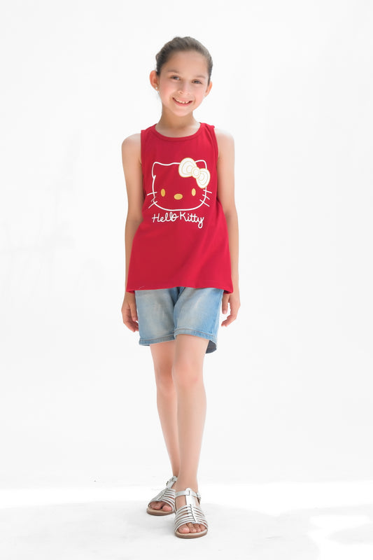 Hello Kitty Printed Sandos for Girls - Red