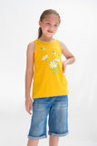 Floral Bee Printed Sandos for Girls - Yellow