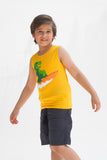 Dino Surf Printed Sandos for Boys - Yellow