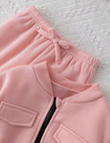 Baby Pink - Mini Style Zip Up Fleece Tracksuit for Kids