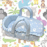 Babynest Boutique Cotton Carry Nest & Sleeping Bag Blue Jungle Animal Print