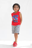 Little Monster Printed Sandos for Boys - Red