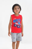 Little Monster Printed Sandos for Boys - Red