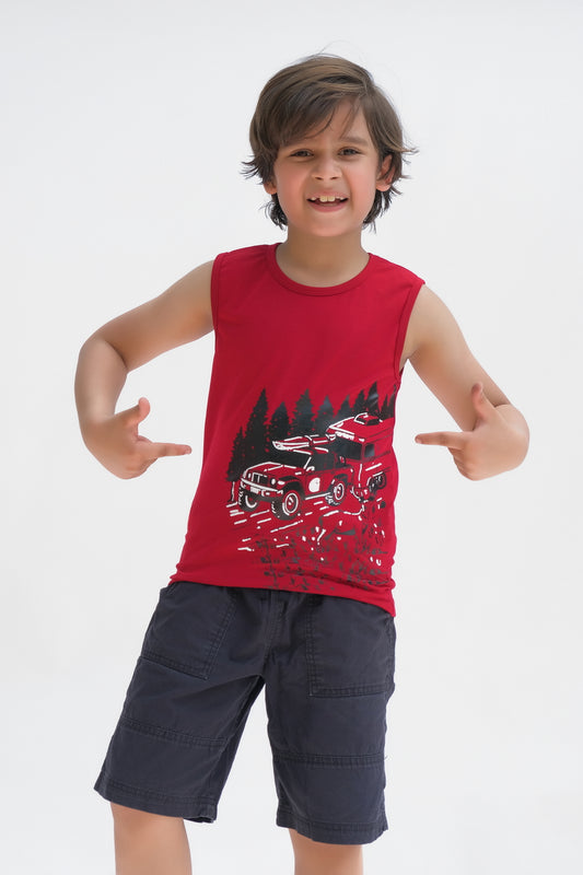 Disney Cars Printed Sandos for Boys - Maroon