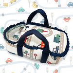 Babynest Boutique Cotton Carry Nest & Sleeping Bag Off White Car Print