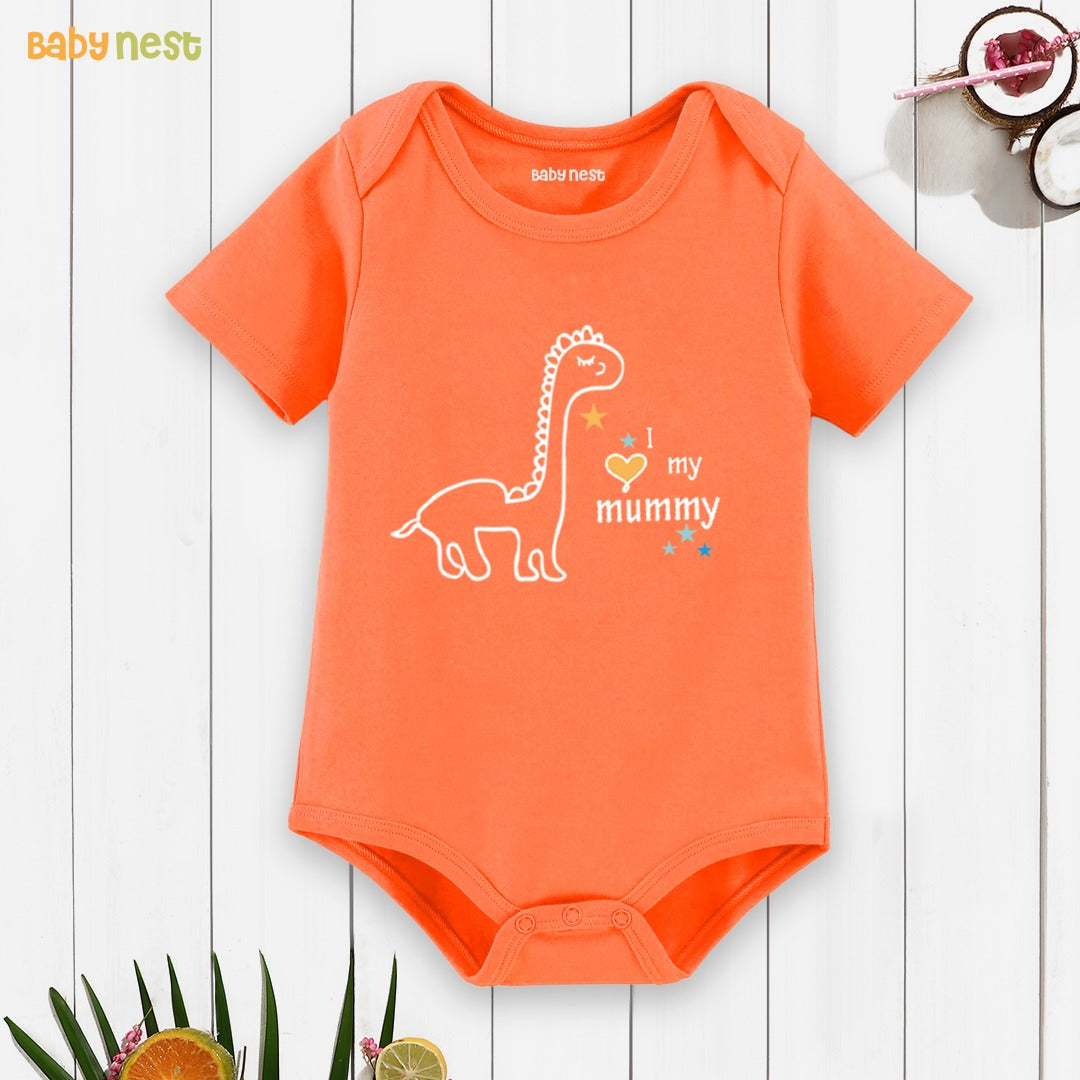 Easyclean - Water Repellent & Stain Resistant Onesie - RBT-221-D1 - I Love My Mummy Rompers For Kids - Orange