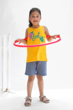 Aloha Printed Sandos for Girls - Yellow