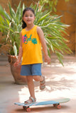 Aloha Printed Sandos for Girls - Yellow