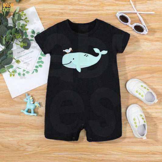 Baby Half Romper - Dolphin - Black