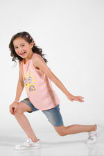 Lets Shine Summer-Printed Sandos for Girls - Pink