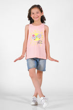 Lets Shine Summer-Printed Sandos for Girls - Pink