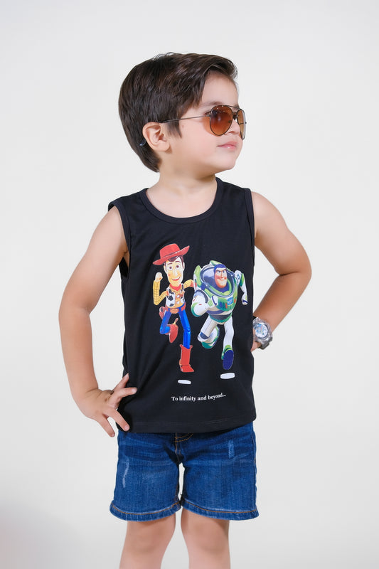 To Infinity and Beyond Printed Sandos for Boys - Black