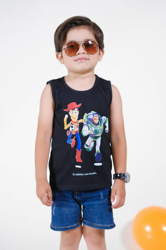 To Infinity and Beyond Printed Sandos for Boys - Black