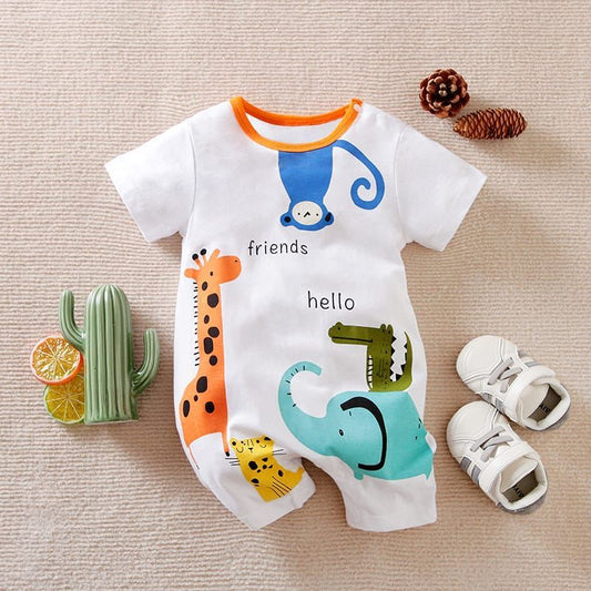 Baby Half Romper -Friends Hello - White