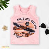 Skate & Destroy Summer-Printed Sandos for Boys - Pink