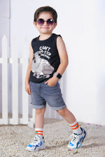 Can't Tricera Stop Snoring Printed Sandos for Boys - Black