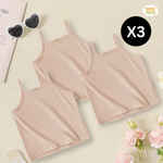 Pack of 3 Organic Cotton Sleeveless Camisole - Skin
