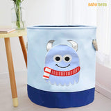 Cute Monster Storage Laundry Basket Bin With Handles - Sea Blue