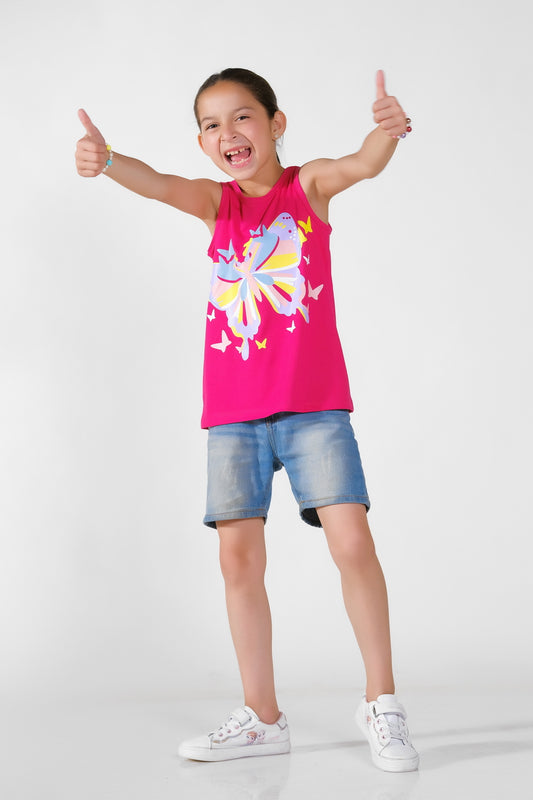 Wonder Butterfly Printed Sandos for Girls - Pink