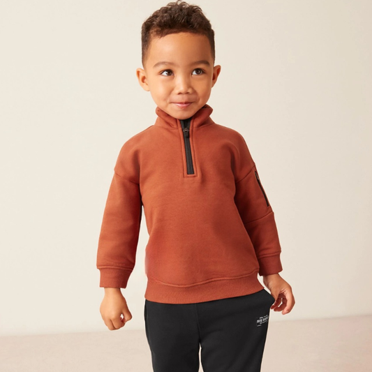 Zip Funnel Neck Sweatshirt - Rust