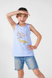 Mermaid -Printed Sandos for Girls - Light Blue