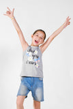 Chase Your Dream Summer-Printed Sandos for Girls - Light Gray