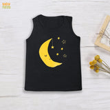 BNBBS-103 - Yellow Moon Print Sandos For Kids - Black