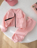 Baby Pink - Mini Style Zip Up Fleece Tracksuit for Kids