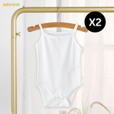 Pack of 2 Organic Cotton Sleeveless Camisole Bodysuit - White