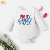 I Love My Crazy Khala ‚Äì (White) RBT 178 Full Sleeves Romper for Kids