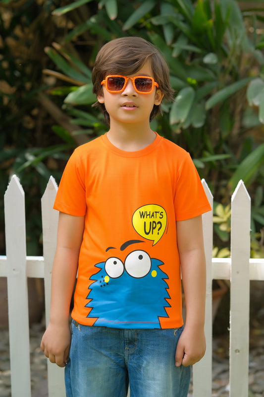 What's up - Half sleeves T-shirts For Kids - orange - SBT-334