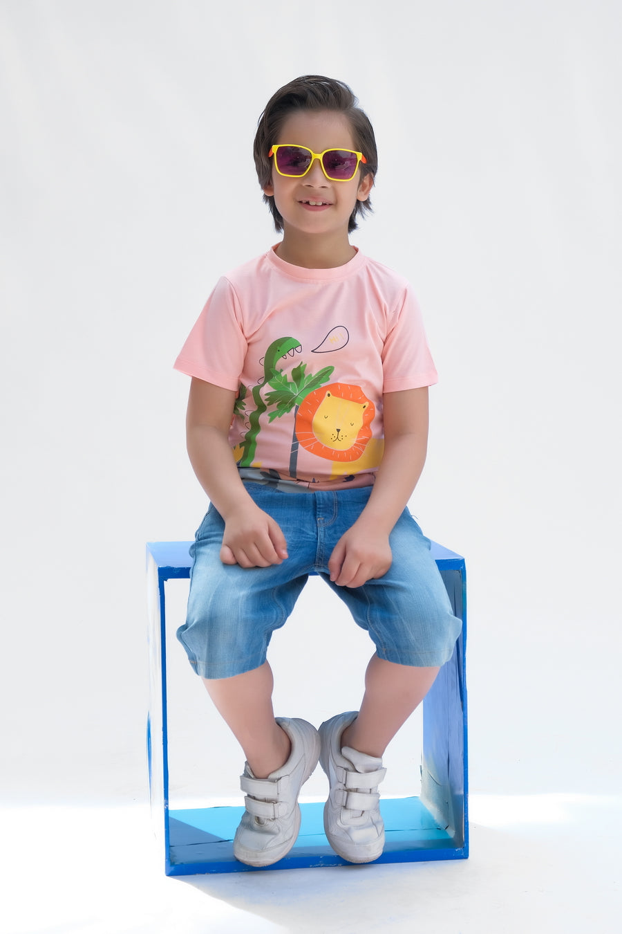 Animal Kingdom - Half Sleeves T-shirts For Kids -  Light Pink