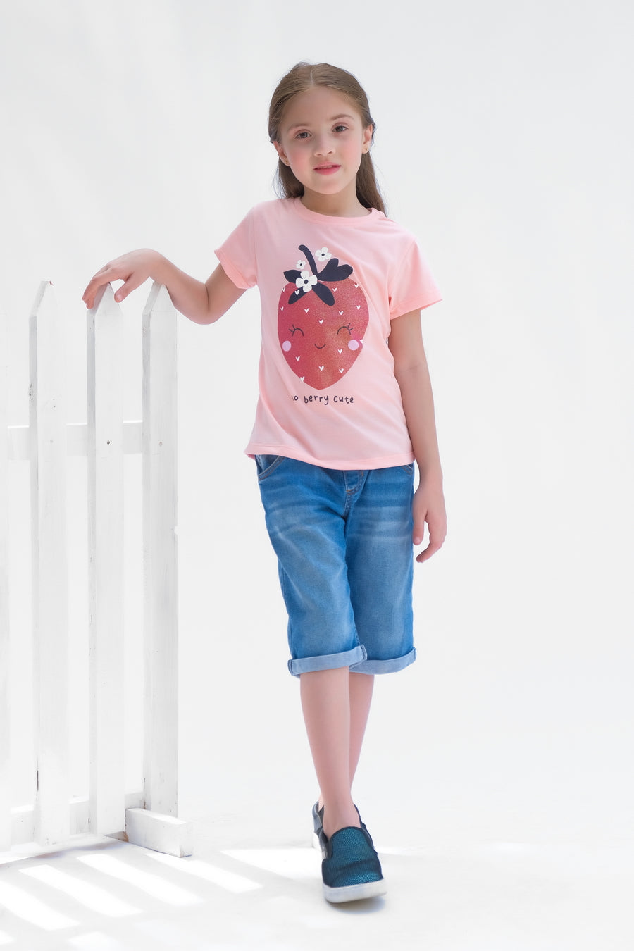 Strawberry - Half sleeves T-shirts For Kids - Pink - SBT-357