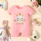 Baby Half Romper - Cute Kitty - Pink