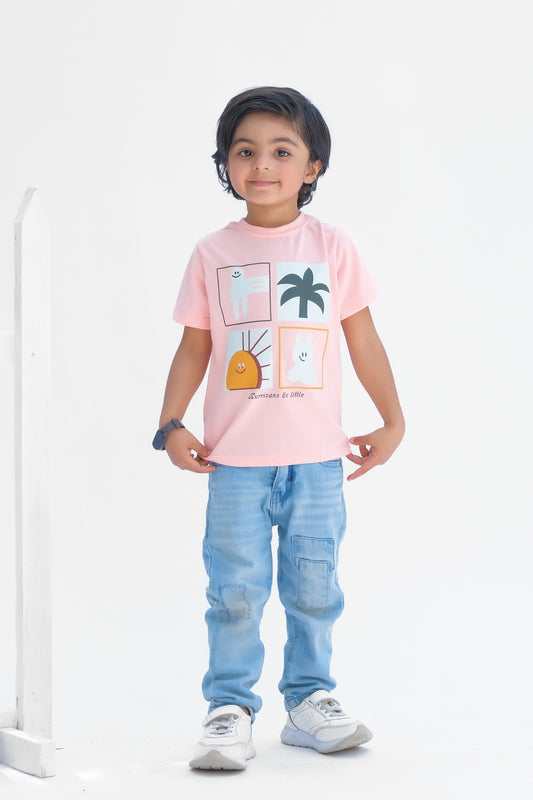 Hurricane Be Little  - Half Sleeves T-Shirts For Kids - Pink - SBT-356